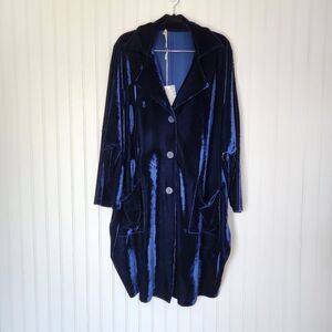 NEW MARTINO MIDALI Women's Italian Velour Lagenlook Oversized Jacket size Large